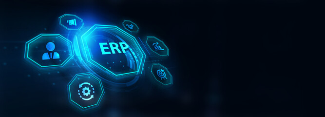 Business, Technology, Internet and network concept. Enterprise resource planning ERP concept.3d illustration