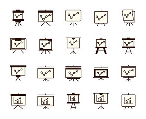 Presentation  line icon set. Collection of vector symbol in trendy flat style on white background. Presentation  sings for design.