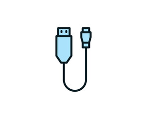 Line USB icon isolated on white background. Outline symbol for website design, mobile application, ui. Electronics pictogram. Vector illustration, editorial stroсk. 