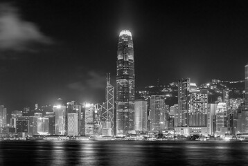 Obraz na płótnie Canvas Night scenery of Victoria Harbor of Hong Kong city