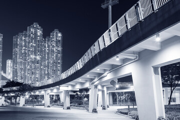pedestrian walkway in residential district in Hong Kong city at night