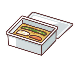 タッパー・琺瑯の容器に入ったぬか床とぬか漬け野菜のイラスト（線あり）