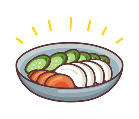 お皿に入ったぬか漬けのイラスト（線あり）