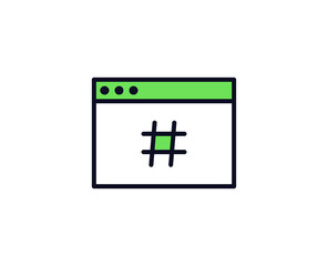 Hashtag flat icon. Thin line signs for design logo, visit card, etc. Single high-quality outline symbol for web design or mobile app. Sign outline pictogram.