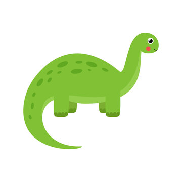 Vector illustration of cute dinosaur brontosaurus isolated on white background.
