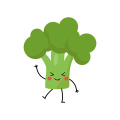 Vector illustration of cute broccoli isolated on white background.