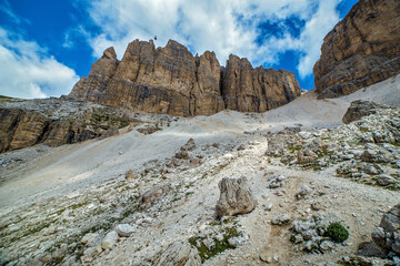Focella Pordoi panorama in Sella Group Dolomite, Italy, Trentino