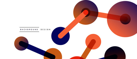 Line points connections geometric abstract background. Circles connected by lines. Trendy techno business template for wallpaper, banner, background or landing