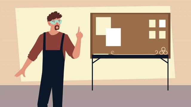 constructor with goggles professional character