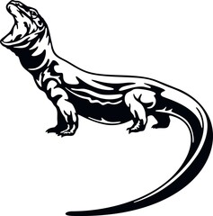 Varan - Reptiles of the wild. Wildlife stencil. Pet and tropical animal.