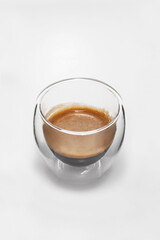Espresso shot on white background