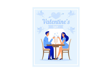 happy valentine day. set couple in love. Happy Valentine's Day. February 14 is the day of all lovers. graphics suitable for decorating posters, brochures, postcards, flyers flat vector illustration