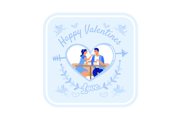 Cute young romantic couple in love. Love, love story, relationship. Vector design concept for Valentines Day and other users. Hand drawn illustration for 14 February greeting card. flat vector style 