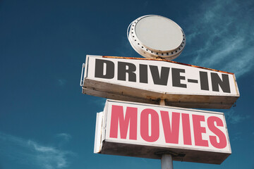 Aged and worn vintage drive-in movies sign