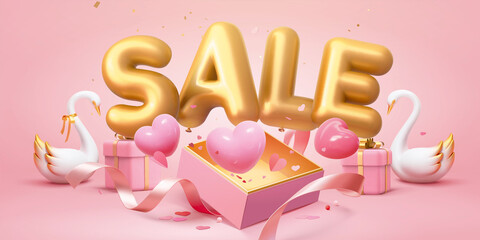 3d Valentine's Day sale banner