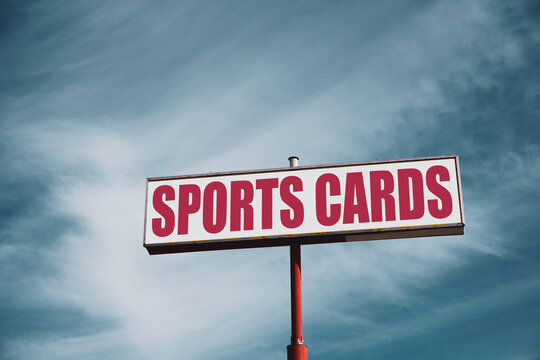 aged and worn sports cards sign