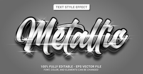 Text Style with Metallic Theme. Editable Text Style Effect.