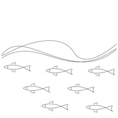 Fishs swimming on ocean vector illustration