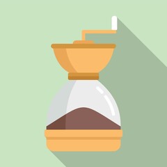 Coffee grinder icon flat vector. Cafe drink