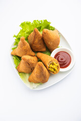 Bread Samosa with ketchup