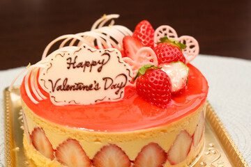 バレンタインの苺のケーキ