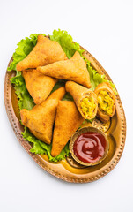 Bread Samosa with ketchup