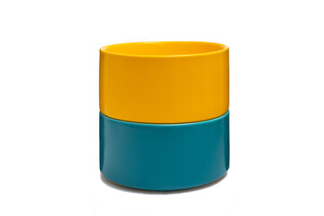 yellow on green ceramic bowls