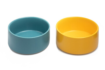 45-degree green and yellow ceramic bowls