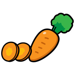 かわいいニンジンの手書き風イラスト(カット)