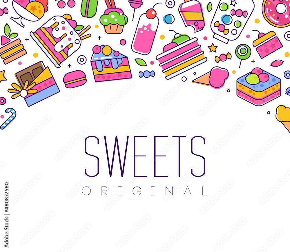 Canvas Prints Sweets and Cake Dessert Advertising Banner Vector Template