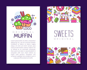 Sweets and Cake Dessert Advertising Banner Vector Template