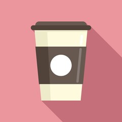 Milk coffee cup icon flat vector. Morning bean
