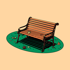 Bench in Park Vector Illustration