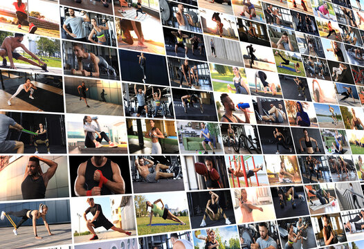 collage of photos about sport and healthy lifestyles