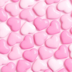 Obraz premium Happy Valentine's Day. pink Background with Realistic Hearts.