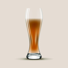 Realistic glass with beer isolated on white background,vector illustration