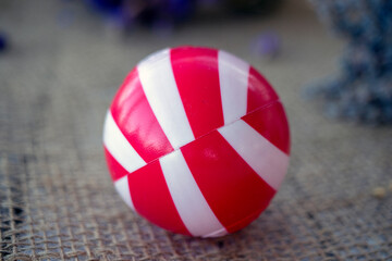 red plastic toy ball