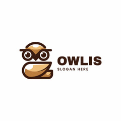 Vector Logo Illustration Owl Simple Mascot Style.