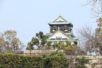 Osaka castle, Japanese ancient castle in Osaka, Japan