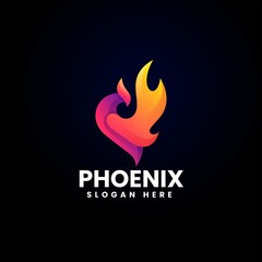 Vector Logo Illustration Phoenix Gradient Colorful Style.