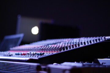 Mixing console close up