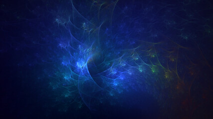 3D rendering abstract multicolor fractal light background