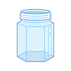 Hex glass jar. Cartoon style artwork. Vector illustration.