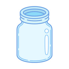 Empty glass jar. Cartoon style artwork. Vector illustration.