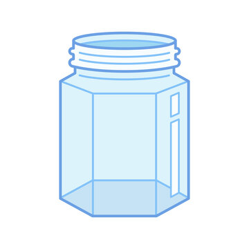Hex glass jar. Cartoon style artwork. Vector illustration.