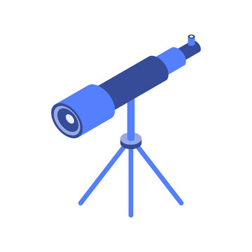 Telescope icon. Isometric of telescope icon for web design. Vector.