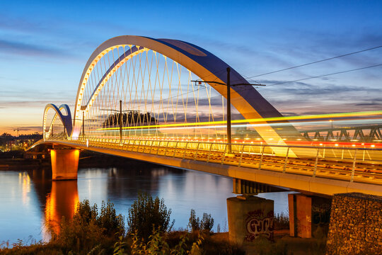 Beatus Rhenanus Bridge for trams over Rhine River between Kehl and Strasbourg Germany France