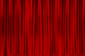 The texture of the red backstage, pleated fabric. The concept of stage, theater, opera, performance. Creative template. 3D illustration, 3D render.
