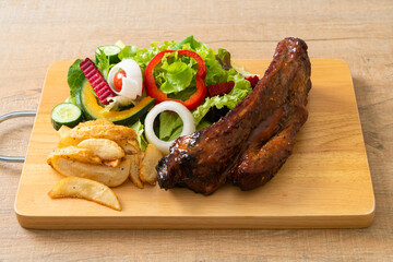 barbecue pork spare ribs with vegetables