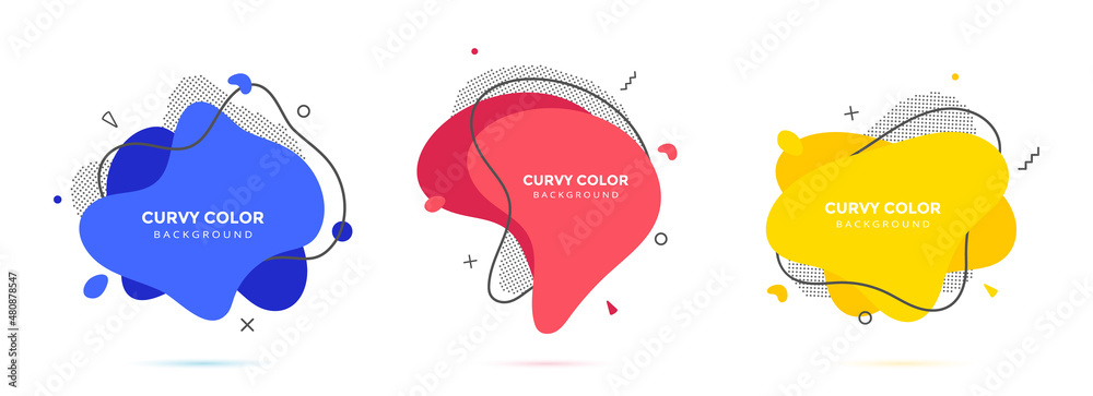 Poster modern liquid irregular amoeba blob shape abstract elements graphic flat style design fluid vector i
